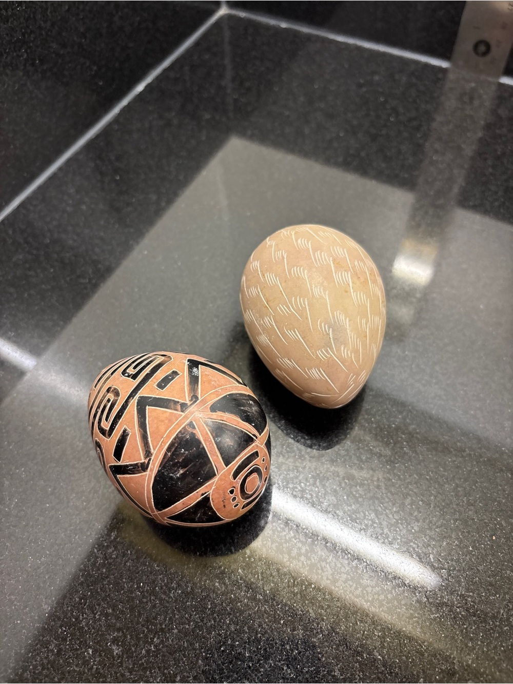 Kenyan Handcrafted Decorative Stone Eggs - Black & Beige